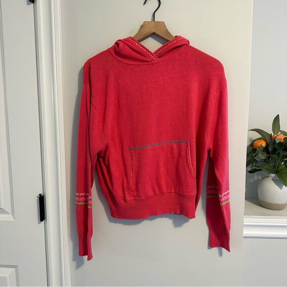 NWT Something Navy Pink Cotton Cashmere Embroidered Hoodie Sweater XS - Picture 10 of 11